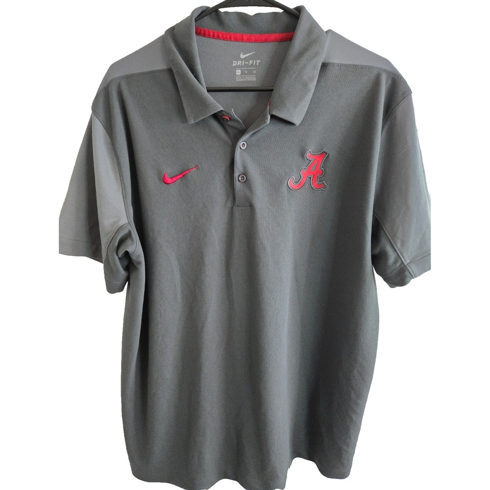 Nike Dri-Fit Alabama Crimson Tide Victory Polo Shirt Mens Size XL Grey College